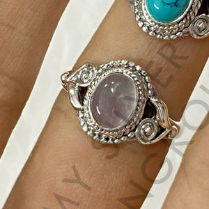 แหวน Boho เงิน925พร้อมเครื่องประดับเงินชั้นดีพร้อมพลอยธรรมชาติ - Product Image 3