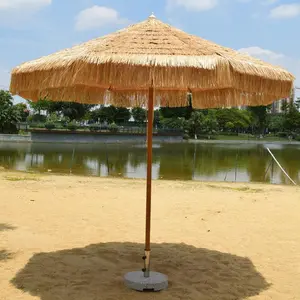 BR 2024 Wholesale Customization Hot Sale Popular Large Hawaiian Adjustable PP Straw Beach Portable Umbrella For Outdoor