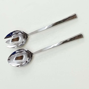 Stainless Steel Silver Spoon Fork Set with <b>Stick</b> Design Handle Wholesale Modern Portable Salad Server Set - Product Image 4