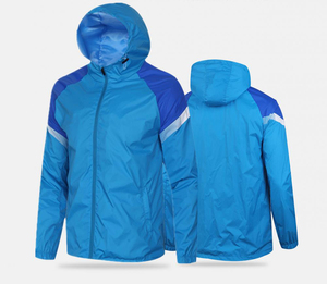 Coupe-vent de football double couche imperméable et coupe-vent Veste d'entraînement à fermeture éclair complète Veste coupe-vent de sport pour hommes - Product Image 3