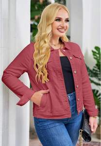 Chaqueta vaquera hecha a medida para mujer de otoño e invierno, informal de Color sólido con relleno de algodón, marca privada para primavera y otoño - Product Image 5