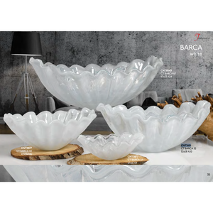 Jarrón de Vidrio Blanco de Diseño Italiano de Alta Calidad, 52 cm, Forma de Barco, Técnica Fusionada, para Decoración del Hogar y Habitaciones - Product Image 3