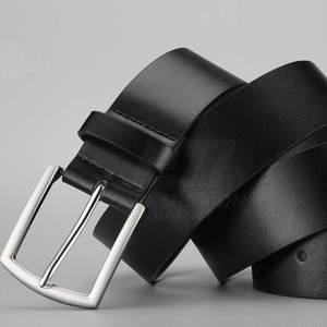 Nuevo Cinturón Casual de Cuero Vacuno Negro Marrón con Hebilla Metálica de Cierre Automático Plateada, Impermeable y Duradero para Hombre - Product Image 4