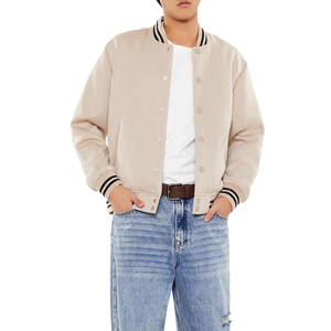 Veste universitaire de haute qualité pour hommes veste d'hiver décontractée avec bouton de couleur crème design personnalisé logo - Product Image 1
