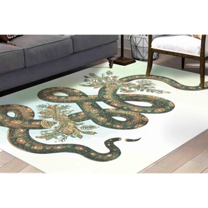 Alfombra con Ilustración de Serpiente Floral: Alfombra Impresa en 3D, Alfombra Suave No Tejida - Product Image 1