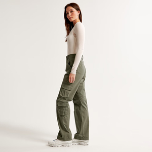 Pantalon Cargo en sergé de coton flammé à coupe droite pour femmes Poches utilitaires Style avant-gardiste pour le travail en plein air Vie urbaine - Product Image 5