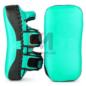 Wholesale Best Quality Cowhide Leather Customized Muay Thai Pads Curved Boxing Hand Pads Kicking Pads Durable Training <b>Equipment</b> - Product Image 4