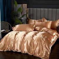 Soie comme Satin ensemble de literie réversible luxe doux housse de couette chambre décor Chic luxueux soyeux ensemble de lit housse de couette ensemble
