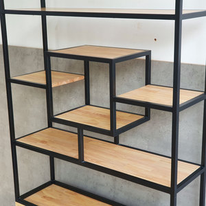 Meuble/étagère décoratif pour salon au design minimaliste 100x30x180cm en bois d'hévéa KTB68142 - Product Image 4