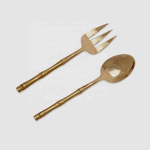 Stainless Steel <b>MOP</b> Long Design Handmade <b>Handle</b> Cutlery Set Royal Gold Stainless Steel Salad Server Mirror Polished - Product Image 4