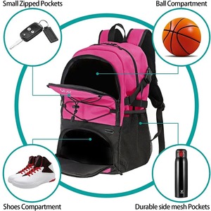 2023 mochila de poliéster de diseño personalizado Unisex, mochila de baloncesto impermeable, bolsa de transporte para ordenador portátil de malla suave, bolsillo antirrobo con cremallera - Product Image 2