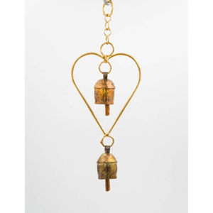 Finest Quality Gold <b>Metal</b> Hanging Bells Unique Heart Design Wall Hanging Bells Perfect For Home <b>Garden</b> Decoration On-Sale - Product Image 1
