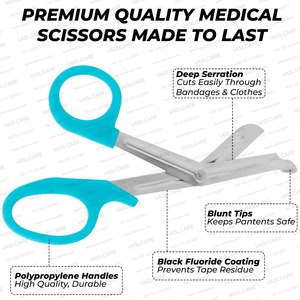 Vaslcare Tijeras Médicas de Emergencia, Herramienta Manual de Rescate Paramédico, Cuchillas de Acero Inoxidable, Mango de ABS, Azul Cielo - Product Image 5