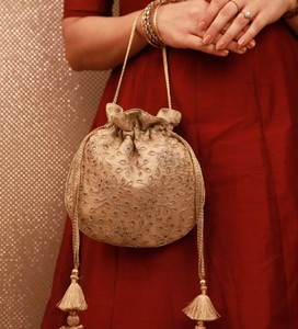 Bolso Potli para Fiesta Nupcial, Bolso Tradicional Indio Bordado a Mano para Mujer, Moda al por Mayor - Product Image 5