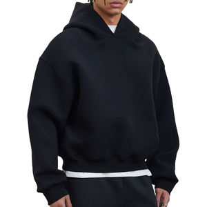 Sudadera con Capucha Negra Bordada con Logotipo Personalizado para Hombre, Sudadera de Moda de Diseñador de Algodón Grueso de Talla Grande - Product Image 6