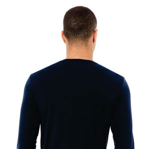 100% Airlume coton peigné à manches longues col rond T-Shirt marine confort ultime douceur Style classique en tissu tricoté formel - Product Image 6