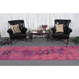 Tapis turc classique de Style bohème 2.7 X 10.5ft rose Patchwork Design laine matériel Latex support pour salon chambre couloir - Product Image 2