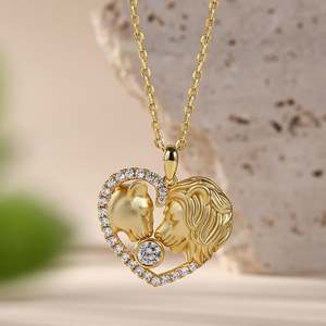 Jeulia Custom Couple Necklace Lion King Queen Vintage <b>Titanium</b> <b>Chain</b> - Product Image 4