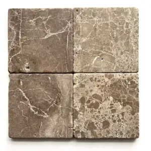 Dark Emperador 4x4 Azulejo de mármol caído luminoso para Interior Exterior para dormitorio Backsplash o pared de piso vendido por 1 pieza - Product Image 1