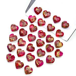 Cuentas Facetadas de Corazón en Turquesa Rosa Cobre de Mohave, Piedras Preciosas Sueltas para Joyería - Product Image 2