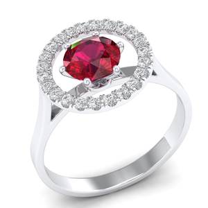 Bague REYES de luxe en argent sterling 925 avec rubis rond taille brillant de 0,84 ct, certifiée GRA, moissanite VVS pour femmes - Product Image 2