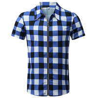 Chemises pour hommes, style vintage, en flanelle, col boutonné, fermeture éclair sur le devant, coupe ajustée décontractée, manches courtes, chemise hawaïenne, séchage rapide, respirante
