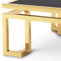 Table centrale moderne finition or Table à cadre avec dessus en verre noir moderne Table créative en fer pour la décoration de la maison