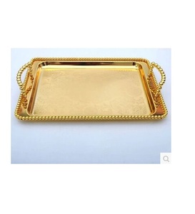 Bandeja de servicio de metal pulido de estilo elegante de alta calidad con acabado liso, perfecta para aperitivos de té, café y frutas para exportación a granel - Product Image 2