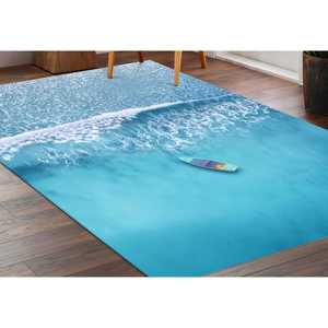 Alfombra Estampada con Paisaje Marino - Diseño de Olas del Océano y Vista Costera, Alfombra de Chenilla - Product Image 3