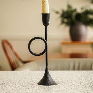 Elegant black finished metal Christmas decorative <b>candle</b> holder with delicate engravings perfect for cozy <b>winter</b> evenings - Product Image 3