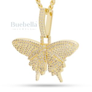 Collar con colgante de mariposa helada con moissanita VVS en oro para joyería elegante de moda Hip Hop - Product Image 1