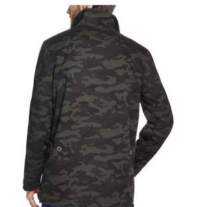Vintage Men's Green <b>Camo</b> <b>Jacket</b> Weatherproof Fleece Lined Hood Zippered Closure Autumn Season Canvas Seamless Design Size Small - Product Image 3