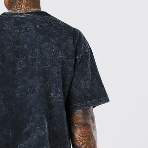 Logo personnalisé T-Shirt pour homme Forte demande Streetwear pour homme Acid Wash T-Shirt 100% coton tricoté couleur unie teint uni - Product Image 3