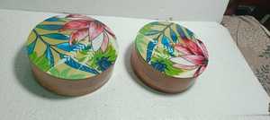 Cuencos de madera hechos a mano modernos para servir, estampado de esmalte vibrante, interior ecológico, apto para lavavajillas, aperitivos, ensaladas, comedor - Product Image 5