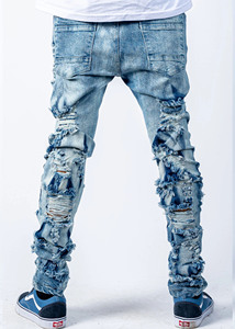 Custom Design Flare Style Jeans Men's Denim Pants Stacked Street Style Skinny Stacked Denim Jeans Pants For Men - Product Image 5