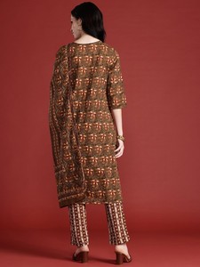 Mujeres motivos étnicos impreso puro algodón Kurta con pantalones y Dupatta indio Pakistán Salwar kameez traje - Product Image 6