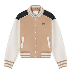 Hecho en lana de alta calidad cuerpo cuero mangas Crop Letterman chaqueta para personalizado Chenille bordado Letterman chaqueta - Product Image 1