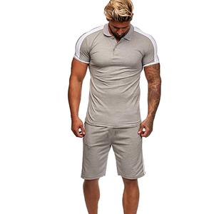 Conjunto de polo con cuello 2025 para hombre 100%, camiseta ajustada para hombre, Conjunto de camiseta de manga corta y pantalones cortos, Conjunto de camiseta y pantalones cortos para venta en línea - Product Image 1