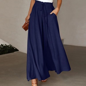 <span class=keywords><strong>Pantaloni</strong></span> <span class=keywords><strong>Palazzo</strong></span> <span class=keywords><strong>a</strong></span> Vita Alta da Donna, Gamba Larga, Taglia XL, Traspiranti <span class=keywords><strong>con</strong></span> Chiusura Elastica e Bottone, Tinta Unita per l'Estate - Product Image 5