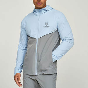 Outdoor Mens Windbreaker <b>Jacket</b> With High Collar And Elastic Waistband <b>Packable</b> Windbreaker <b>Jacket</b> For Men - Product Image 1