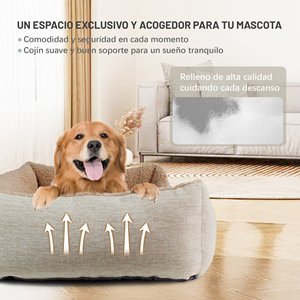 Cama para Perros y Gatos de Doble Uso para Invierno, con Calefacción, Funda Extraíble, Relleno de Fibra de Poliéster, Sensación de Lino Grueso, Forro de Felpa Suave, Lavable a Máquina - Product Image 4