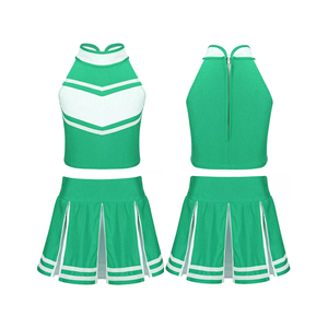 Conjunto de uniforme de porristas de 2 piezas para mujer, conjunto de chalecos y falda recortada en blanco con estampado de sublimación personalizado para mujer - Product Image 1