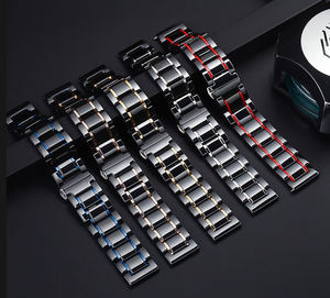<span class=keywords><strong>Bracelet</strong></span> de montre en céramique de luxe 20 mm 22 mm à dégagement rapide pour Samsung Galaxy Active, <span class=keywords><strong>bracelet</strong></span> universel à maillons avec fermoir papillon - Product Image 1