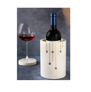 Cubo de hielo de mármol, enfriador de vino, Enfriador de vino de mármol, soporte de botella de vino de mármol para Base de latón para artesanía de la India - Product Image 4