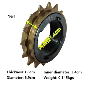Piñón de <span class=keywords><strong>Bicicleta</strong></span> de Alta Calidad, 16 Dientes, 34MM, Rueda Libre de Una Velocidad - Product Image 3