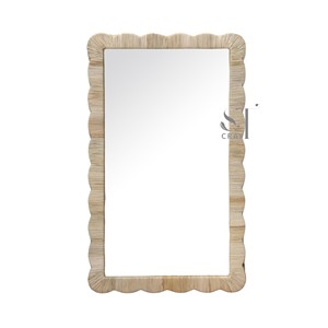 Miroir mural en rotin festonné de haute qualité pour la décoration intérieure, miroirs en rotin, style bohème vintage, salle de bain, salon, Vietnam - Product Image 3