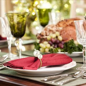 Rond de serviette en métal avec perle Décoration de table de fête de mariage en forme vintage unique Rond de serviette exclusif Noël indien - Product Image 2