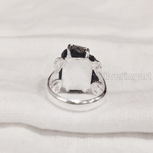 Joyería de piedra en bruto, anillo para mujer, zafiro azul Natural, piedra preciosa, piedra natal de septiembre, anillo de alambre Hippie, anillo de Plata de Ley 925 - Product Image 5
