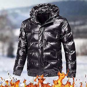 Veste universitaire brillante de qualité supérieure pour hommes manteau chaud isolé avec capuchon résistant à l'eau col montant-vêtements d'hiver en gros - Product Image 1