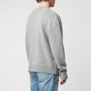 เสื้อสเวตเตอร์ไหมพรมคอกลมสีเทาสำหรับผู้ชาย ทรงโอเวอร์ไซส์ ผ้าวูล 100% สวมใส่สบาย สีพื้น ไม่เป็นขุย เหมาะสำหรับใส่ในฤดูใบไม้ร่วง คุณภาพดีเยี่ยม N - Product Image 2